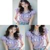 French Fashion Blouse Short Sleeve Puff Sleeve Ruffled Design For Summer 2025