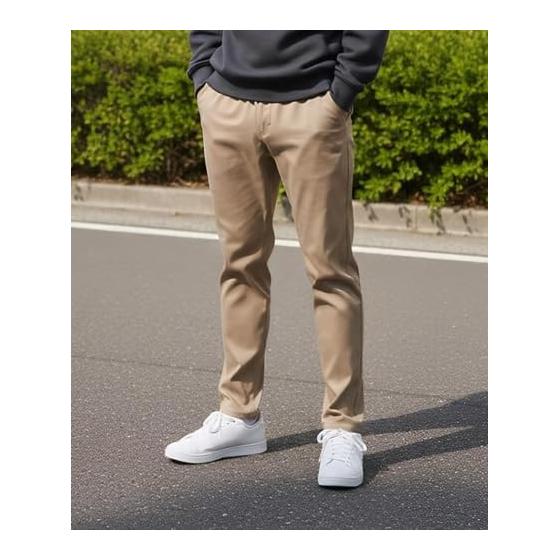 [M.R.U] Stretch Pants, Men's Chino Pants, Long Pants, Stretch, Sweat Absorbent, Quick Drying, Lightweight, Loose