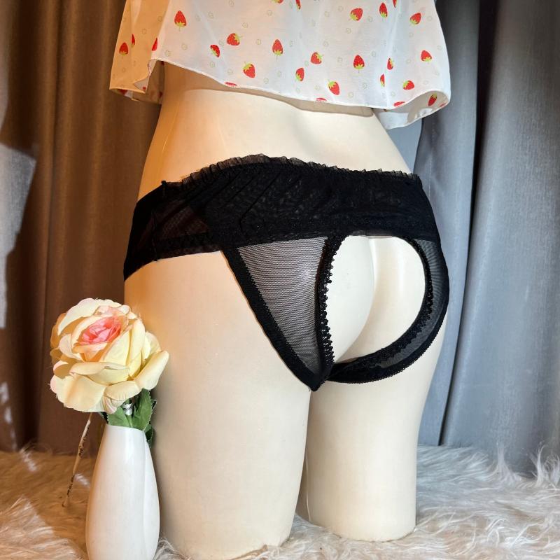 Sissy Lingerie For Men Mesh Ultra-Thin Transparent Briefs Camel Toe Underwear Low Rise Hiding Gaff Panties Bikini Underpants