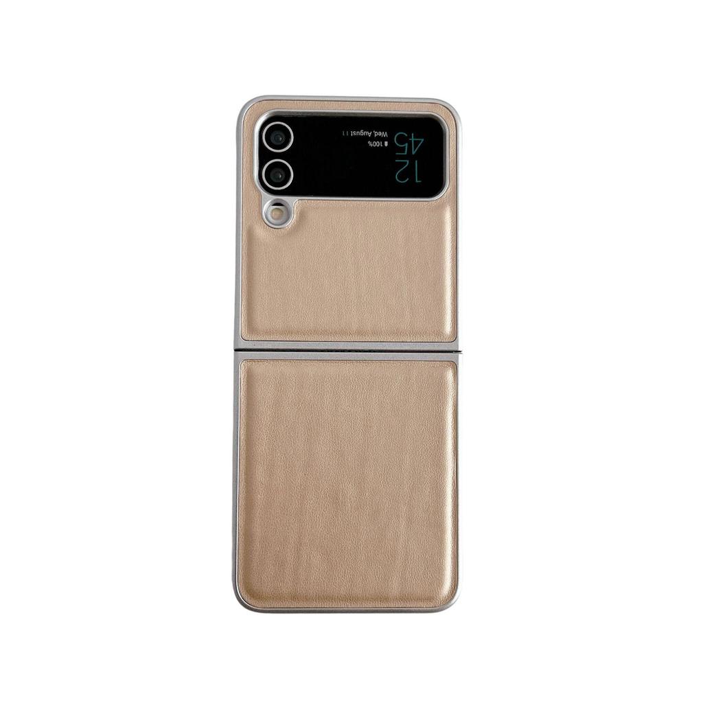 Samsung Z Flip 7 Metallic Paint & Z Flip 6 Morandi Leather Texture Protective Case
