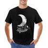 Moon Ship TShirt Quick Drying Plain Mens Plain T Shirts