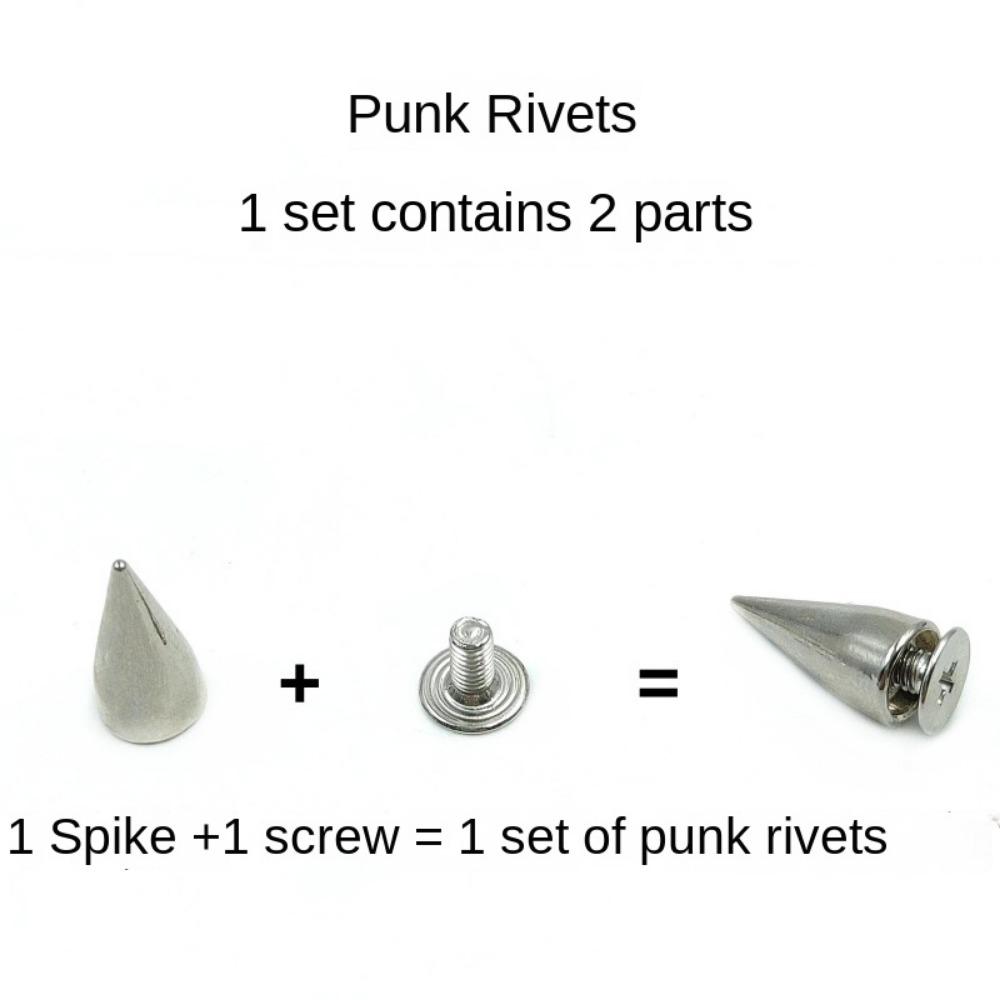 80 Sets Mixed Size Clothes Spikes Kit DIY Decoration Cone Screw Punk Rivet  Leather Craft