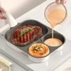 Ergonomic Handle Titanium Omelette Pan 3/4 Grid Pancake Pan Universal Breakfast Frying Pan  Burger