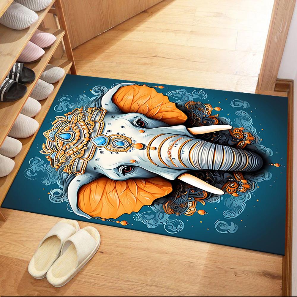 Colorful Elephant Artwork Floor Mats for Living Room, Bedroom and Room Decoration Are Suitable for Gifts.