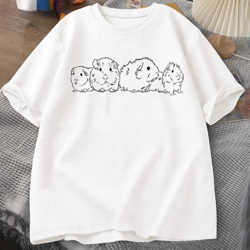 Guinea Pig Designer Printed TShirt Short Sleeve Tshirt Causal Round Neck Casual Short Sleeved Tshirt Women Daily Wear Clothing S
