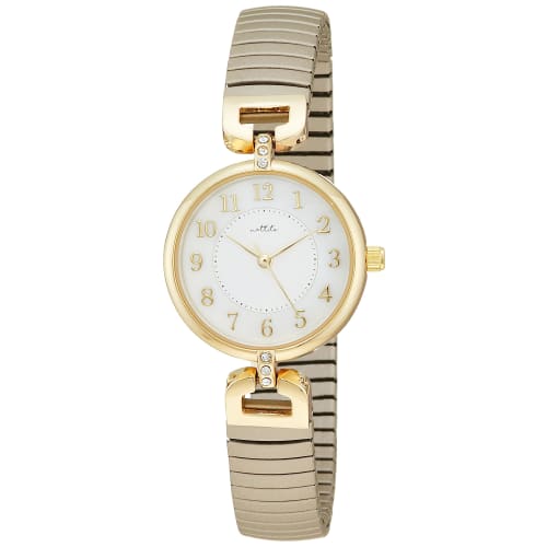 Fieldwork Women's Analog Watch with Accordion Strap and Metal Band, Gold, Beige, YM068-1