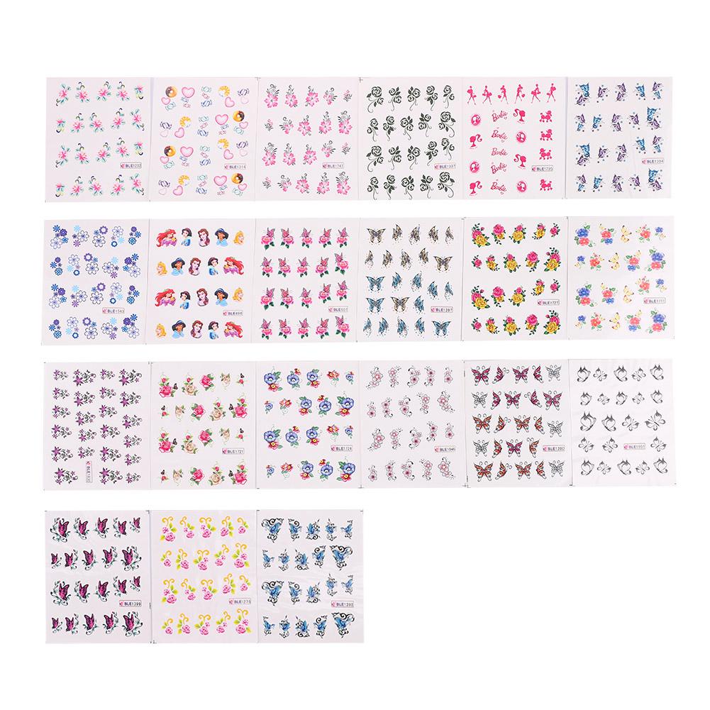 50 Ark Nail Art Overføringsklistremerker 3D Blomsterdesign Manikyr Tips Dekal Dekor