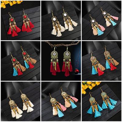 Ethnic-style EarringsHigh-end Diamond-encrusted Earrings Long Tassel Earrings Travel Photography Accessories