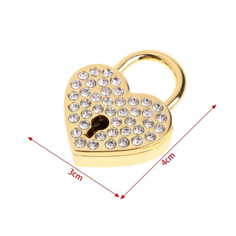 Mini Heart Archaize Padlocks With for Key Metal for Wish Lock Jewelry Box Diamonds Decorative Padlock for Lovers, Girls,