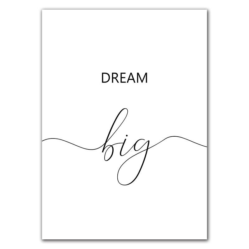 

мечта цитата настенная картина для гостиной черно-белый живой постер холст живопись современные настенные художественные принты HD2812 21x30cm no frame