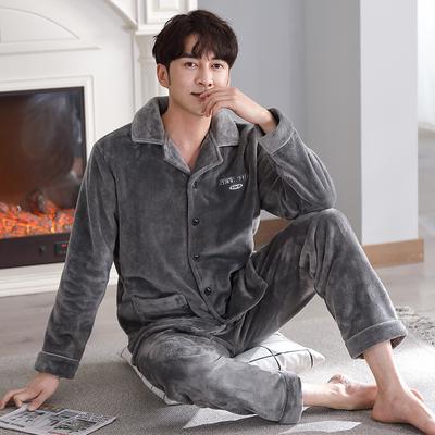 Pajamas Men'S Winter Coral Fleece Thickened Flannel Warm Homewear Men'S Autumn And Winter Plus Size Set