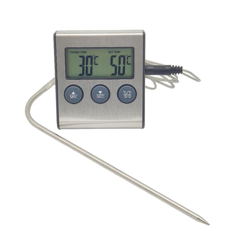 Digital Kitchen Cooking Thermometer Meat Food Temperature for Oven BBQ Grill Timer Function with Probe Heat Meter for Cooking