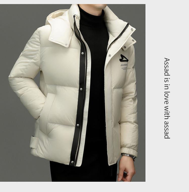 Men's 2025 Winter Fashion Down Jacket, Thick and Warm with Detachable Hood.