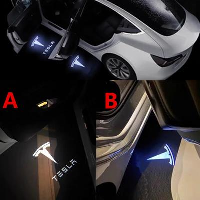 2PCS For Model 3 Y S X Puddle Lights Projection Brighter Crisp Car Name Welcome Lamp LED Logo Emblem Ghost Shadow Light