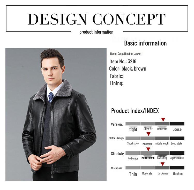 Men's Winter Fleece Lined Genuine Sheepskin Leather Jacket with Fur Trim