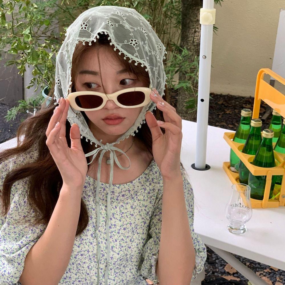 Lattice Triangle Hair Band Strap Soft Wrap Printing Hair Scarf French Lace Hair Scarf  Photograh