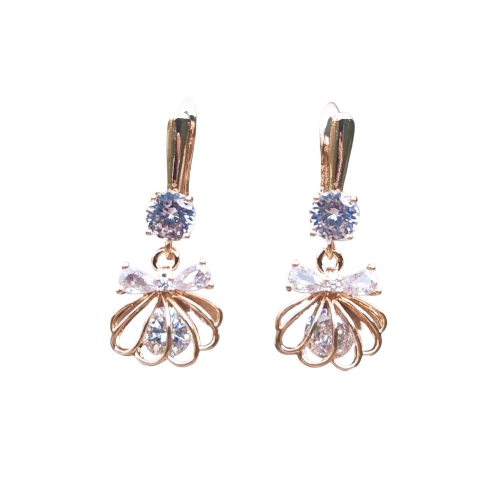 1 paire de boucles d'oreilles pendantes en forme de nœud creux en zircon pour femmes, bijoux quotidiens, accessoires de fête