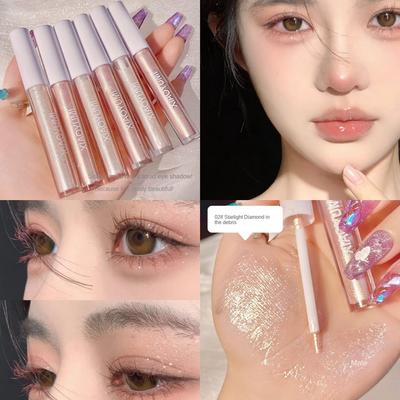 Flüssiger Lidschatten, natürliches Highlight, aufhellend, wasserfest, nicht entfernendes Make-up, Sleeper, Seidenraupen-Perlen-Glitzer-Lidschatten, flüssiges, dauerhaftes Make-up