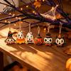 Mummy And Owl Hanging Ornaments Halloween Wooden Decor, Ghost Black Cat Pumpkin Ornament, Rustic Vintage Decorative Pendants Wall Decor Gift Tags for