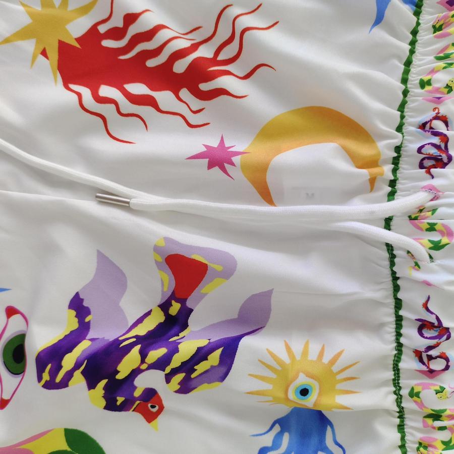 Spring Women's Fashion Printed Ruched Three-Quarter Sleeve Casual Fashion Pantsuit