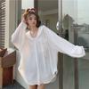 Übergroße Kapuzenmäntel Damen Sommertrend Dünner Sonnenschutz-Hoodie Mittellange Klimatisierte Strickjacke Jacke Mode Lässige Oberteile