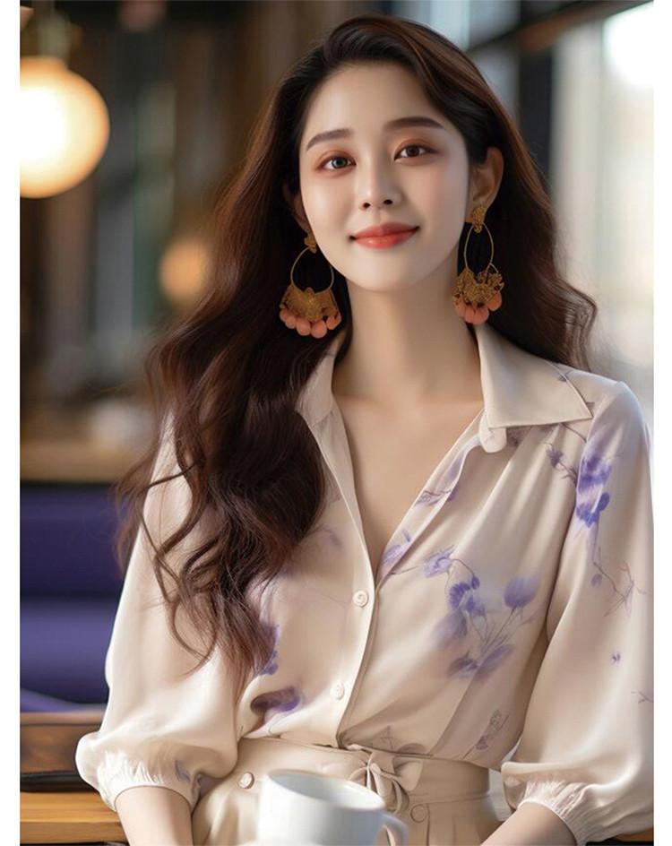 2025 Summer New French Style Floral Shirt for Women