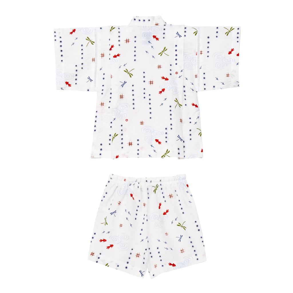 MIKI HOUSE Jinbei Suit Short Dragonfly and Goldfish Made In Perfect for Fireworks Summer Baby Set, Sleeves, Design, Japan, Boys', Festivals,