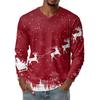 Men's Fashion Printed V-Neck Casual Long-Sleeved T-Shirt Bottoming Shirt Top