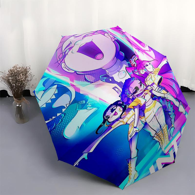 1pc Outdoor Umbrella with Intricate Anime Characters, Automatic Opening/Closing, Portable Tri-Fold Design, 8-Rib Iron Frame - Perfect for Fans, T