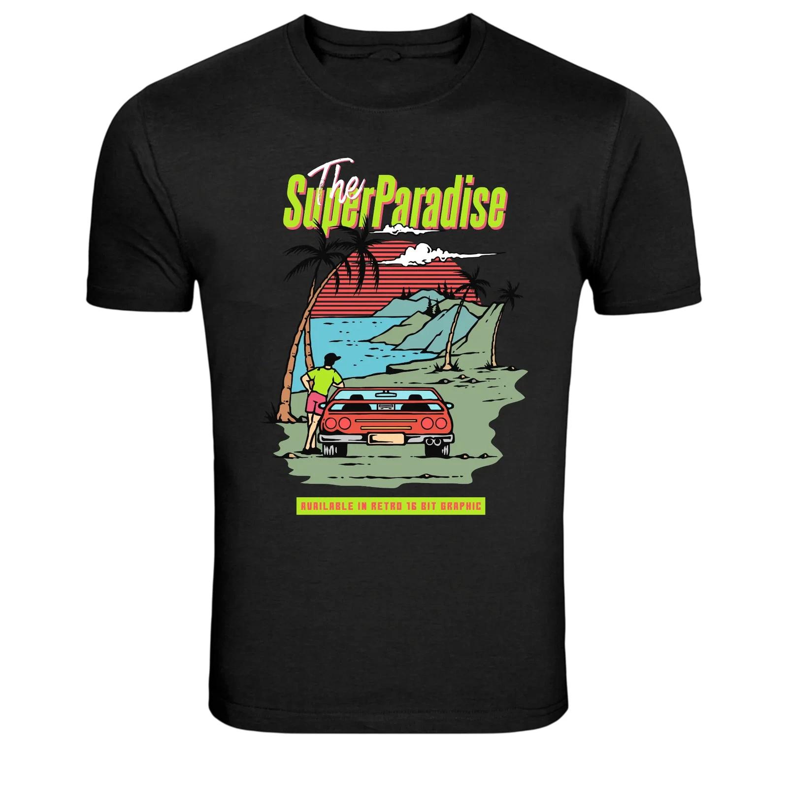 Super Paradise Retro Beach Car Vacation T-Shirt L