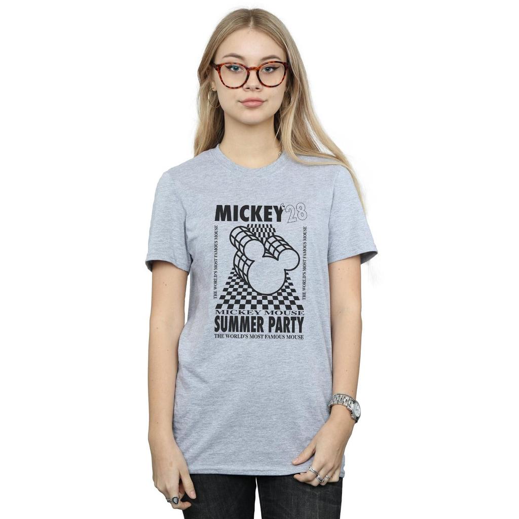 Disney Womens/Ladies Mickey Mouse Summer Party Cotton Boyfriend T-Shirt
