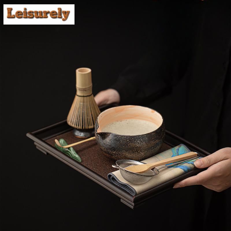 Vintage Japanese Power Yin Matcha Set Bamboo Whisk Teaspoon Ceramic Bowl Tranditional Tea Sets Home Tea-making Tools Accessories