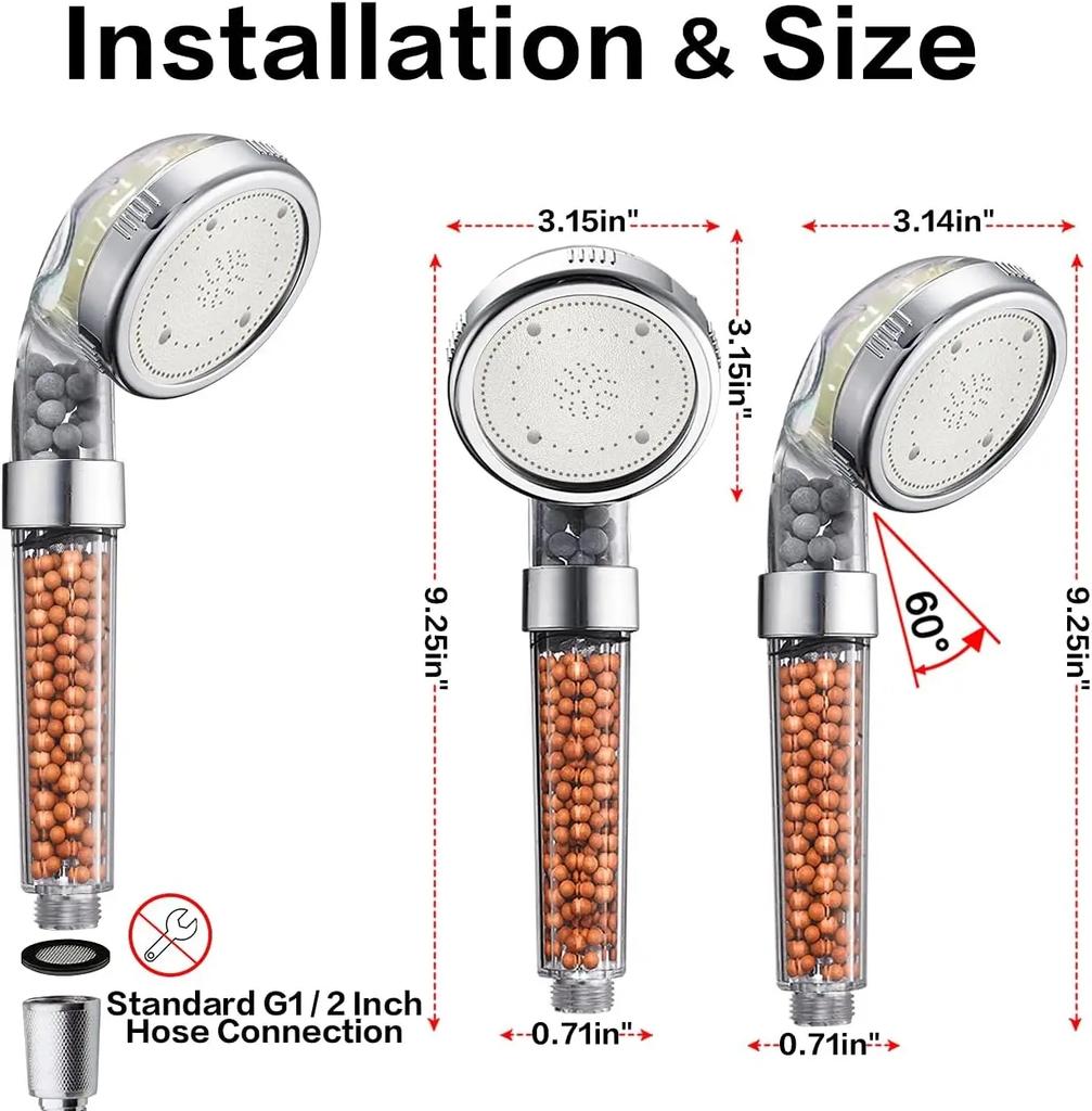 LED Anion Shower Head Rainfall SPA Temperature Control Shower Head Pressurized Water Saving 3/7 Colors Handheld Bathroom Shower