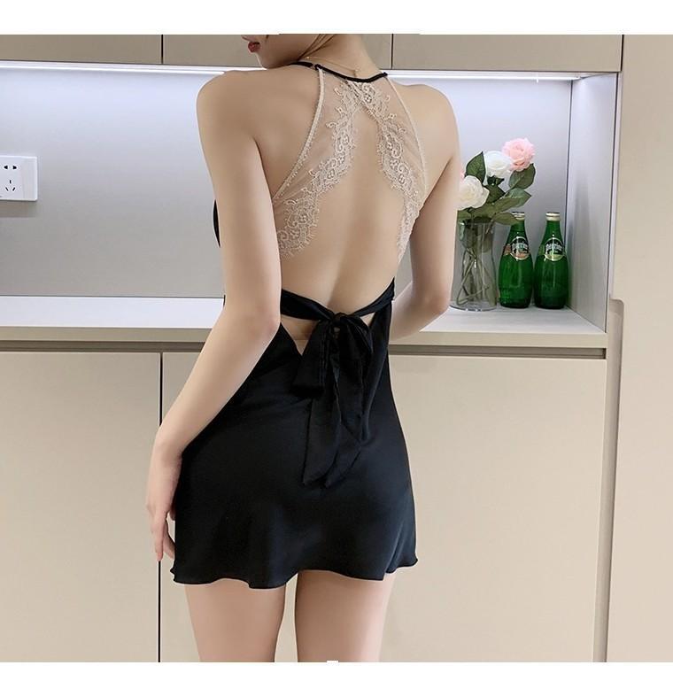 Pure Desire Suspender Nightdress Female Lace Sexy Sexy Pajamas Hot Private Room Temptation Split Fork Short Female Hair