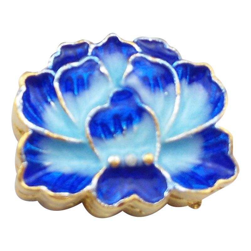 Mărgele Cloisonné din Cupru Placat cu Aur în Formă de Lotus: Email față-verso, cu mai multe găuri pentru brățări și coliere DIY.