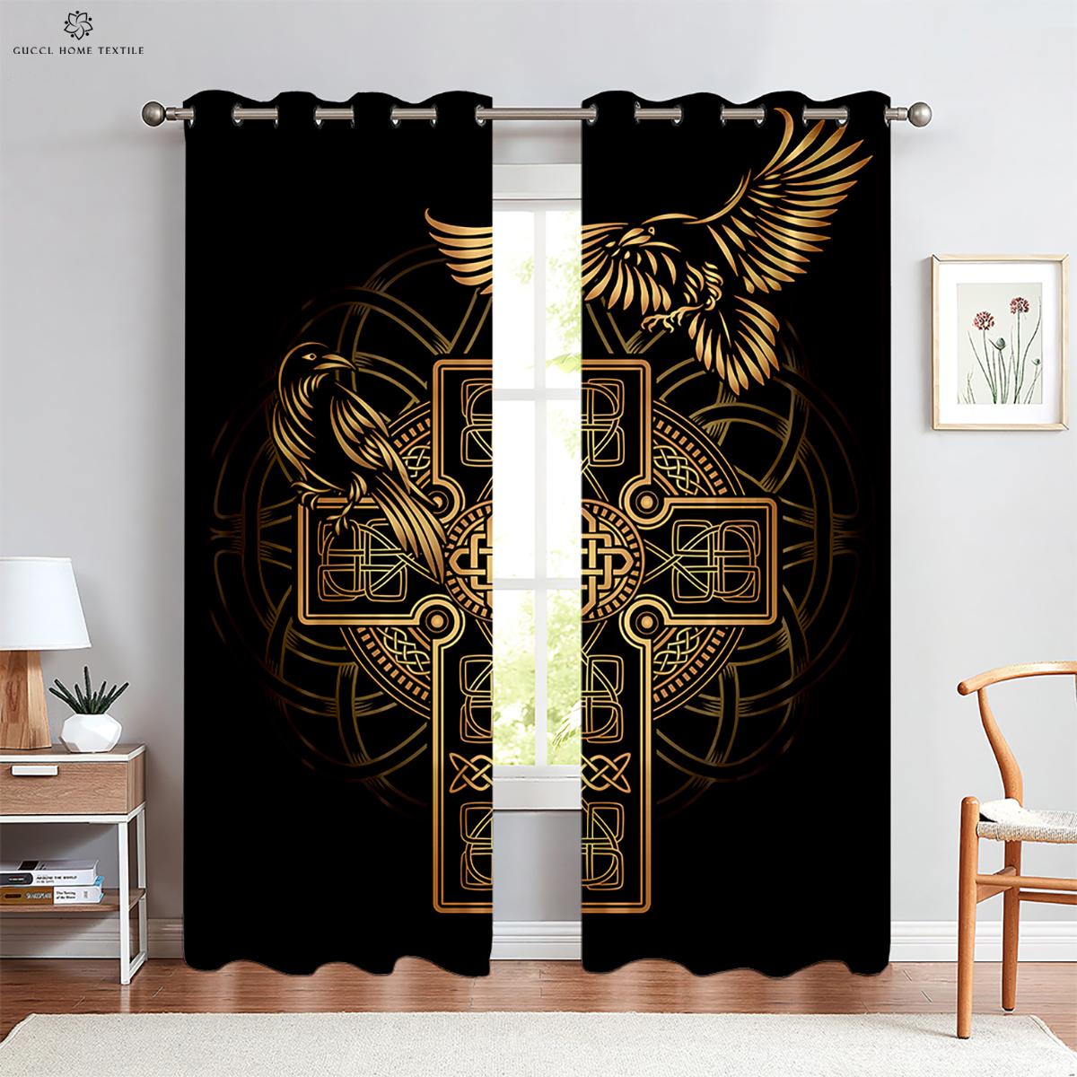 

Шторы с геометрическим рисунком рунического щита и созвездия, черные шторы, для гостиной, на открытом воздухе, для спальни, кухни, для окна, 2 шт. W50xH130(CM)x2PCS&Grommet Top