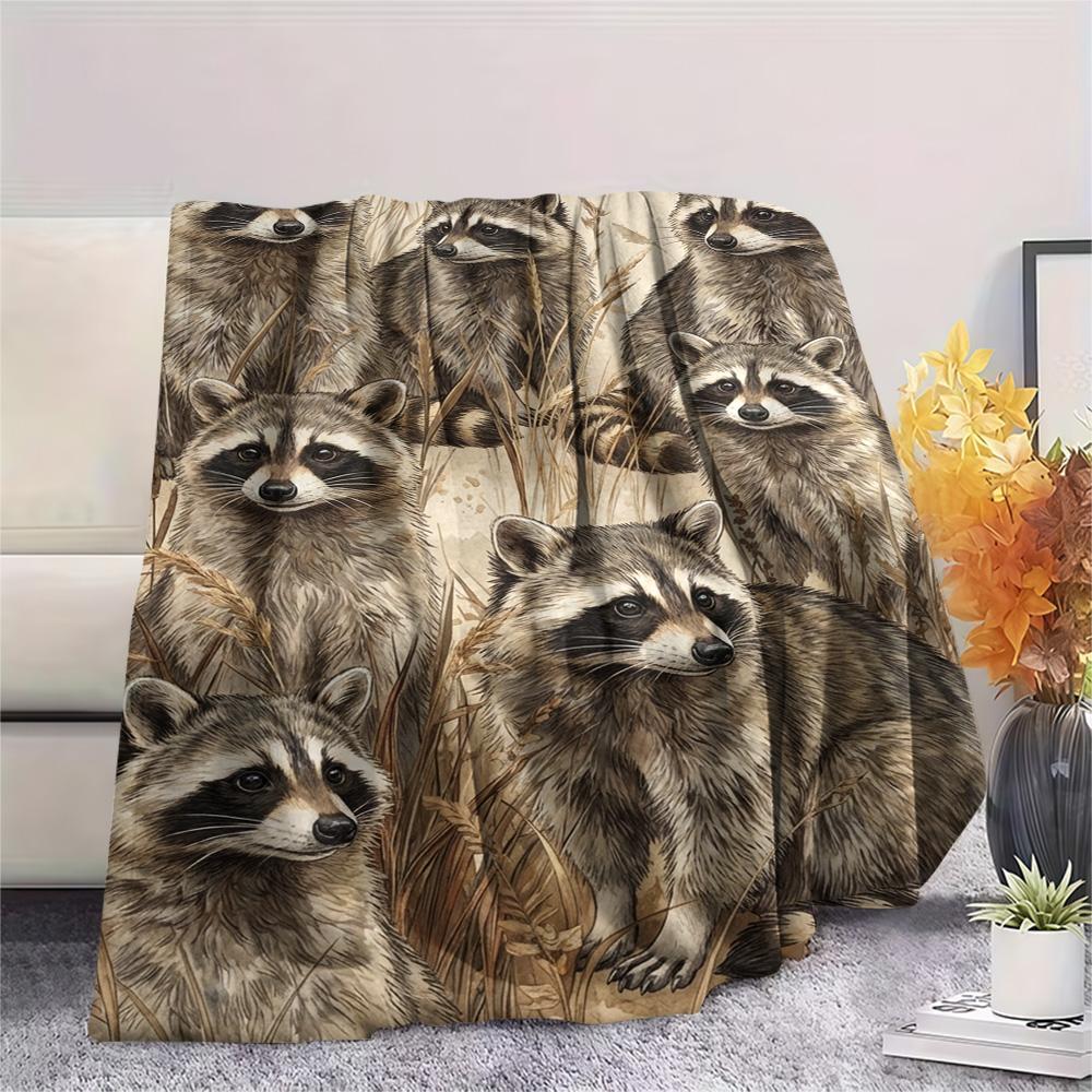 1PC Natural Decoration Print FlAannel Blanket, High quality Comfortable for All Seasons, Home Decor, Warmth and Comfort
