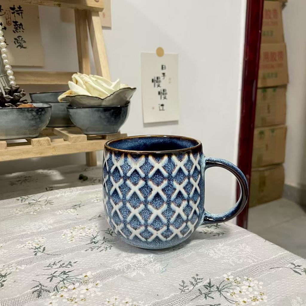 520ml Creative Kiln Change Mug Breakfast Cup Retro Coffee Cups Milk Cup Ceramic Mug Mugs Large-capacity Hand Warmer Drinkware