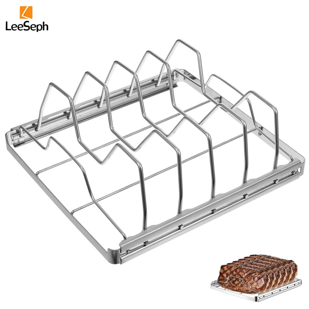 Stainless Steel Rib Rack, Foldable Rib Cooking Rack Barbecue Grill, BBQ Tool for Family Party, Outdoor Camping, Christmas Party