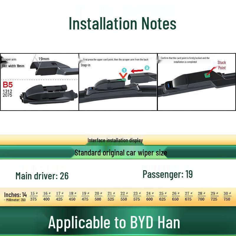Frameless Silent Wiper Blade for BYD Han/EV/DM Models