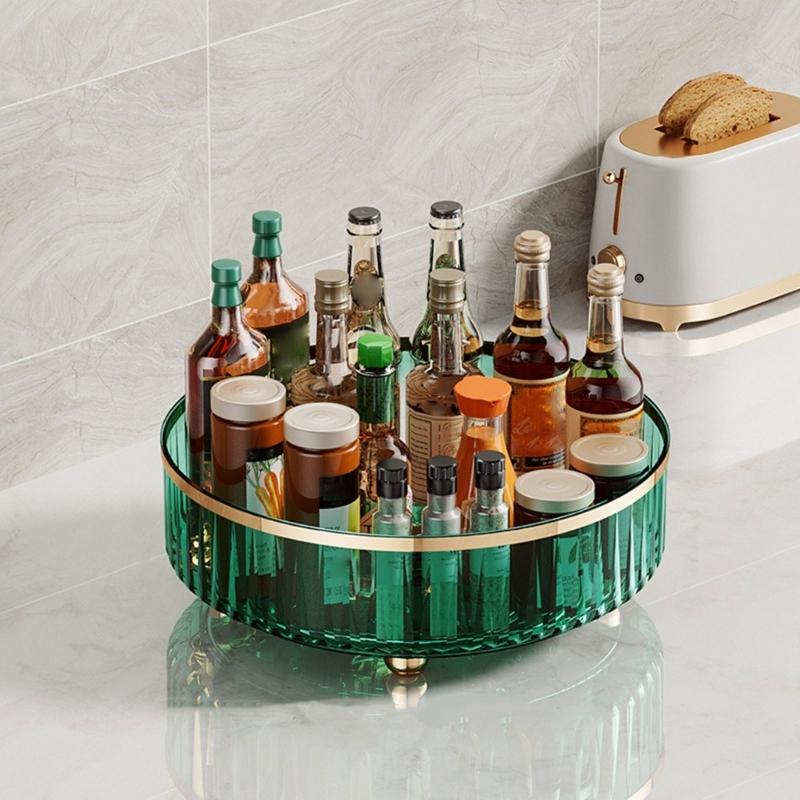 Space Saving Rotatable Shelf for Organizing Cosmetic Storage Box Fruit Spice Container Convenient Tables Shelves Rack