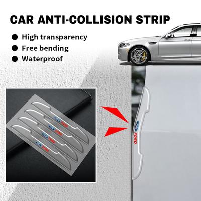 4pcs Transparent Car Badge Door Anti-Collision Strip Bumper Guard Protector Sticker For Focus Mustang Mk3 Ranger Mondeo Mk4