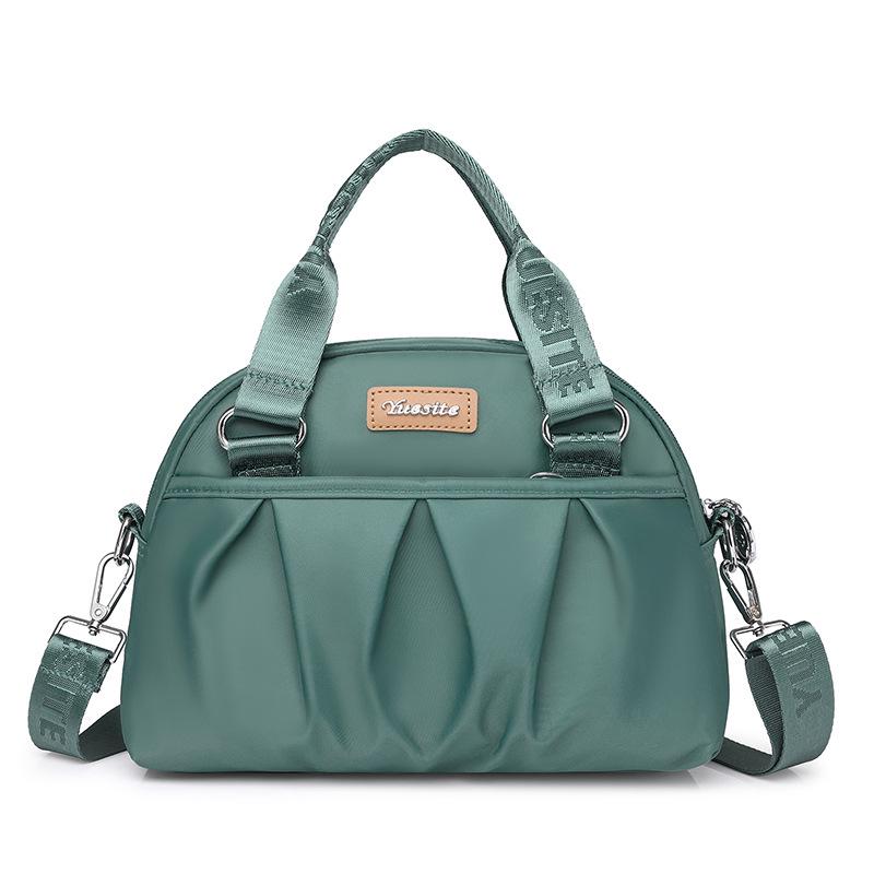 

2024 Summer Women s Ruched Handbag: Large Capacity Crossbody Tote for Moms зелений
