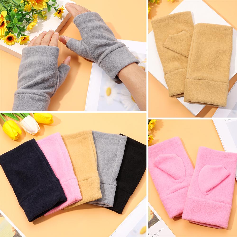 

Windproof Fleece Touch Screen Half Finger Gloves Warm Mittens Fingerless Gloves Driving Gloves L сірий