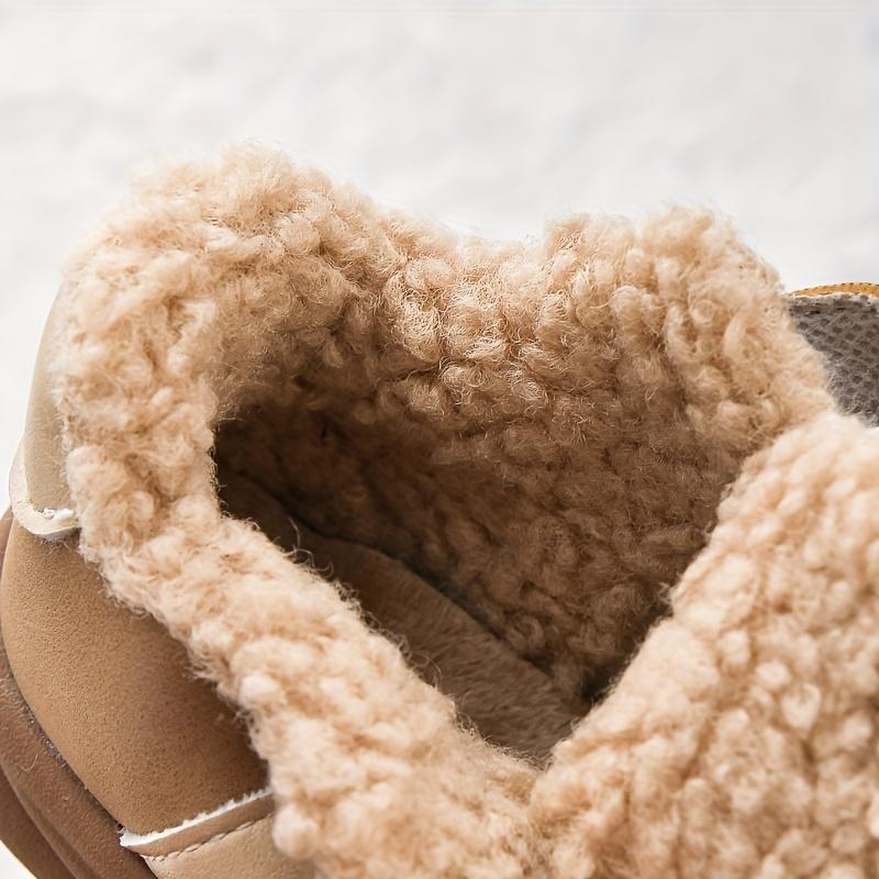 Adidași confortabili și stilați pentru copii cu închidere cu scai - Căptușeală caldă din pluș, Talpă durabilă din TPR, Perfecti pentru ținute casual de toamnă/iarnă