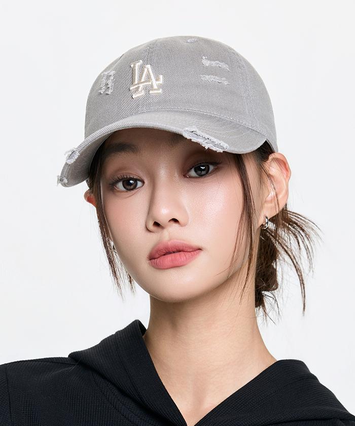 Emelbi Damaged Washed Unstructured Ball Cap La (Grey)