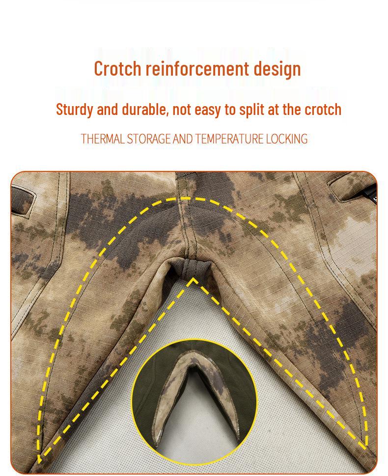 Men's Winter Camouflage Cotton Jacket with Velvet Lining for Cold Protection and Workwear