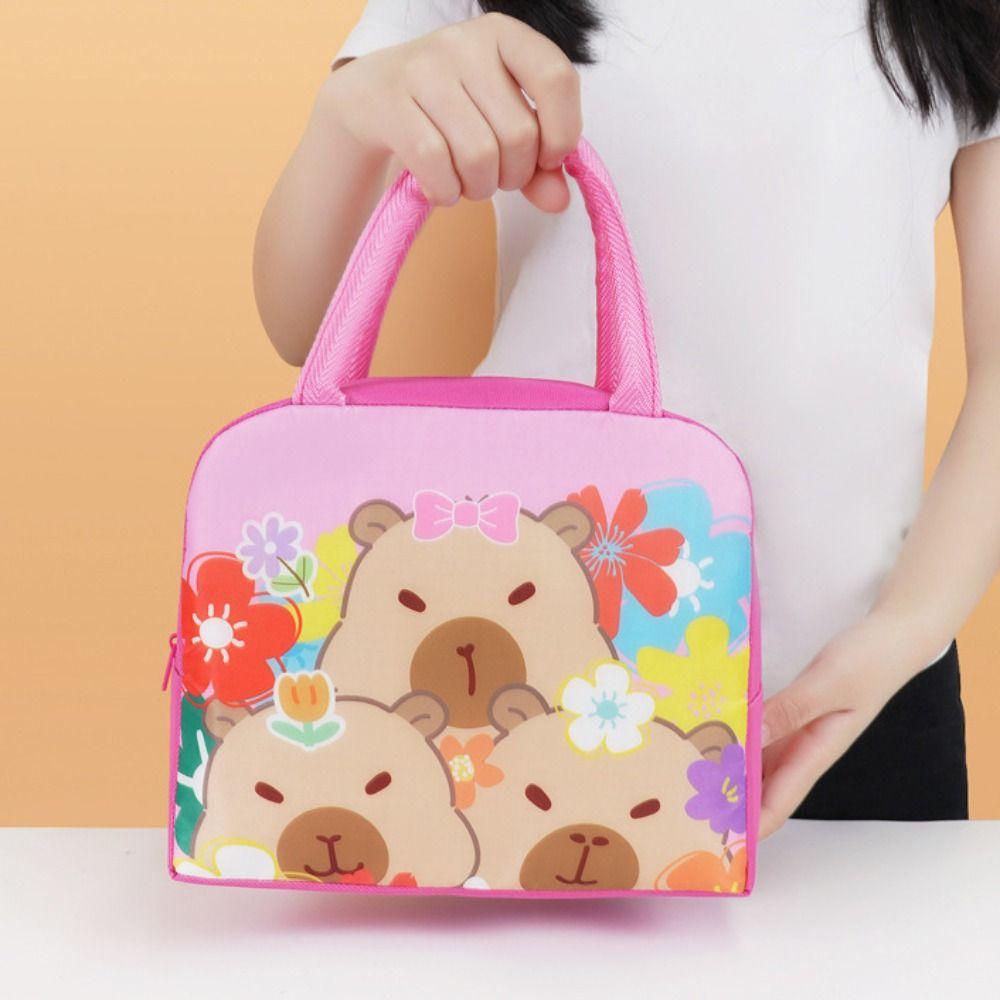 Oxford Cloth Capybara Lunch Bag 8 Colors Aluminum Film Lining Thickened Thermal Insulation Bag Cartoon Pattern Capybara Ice Pack