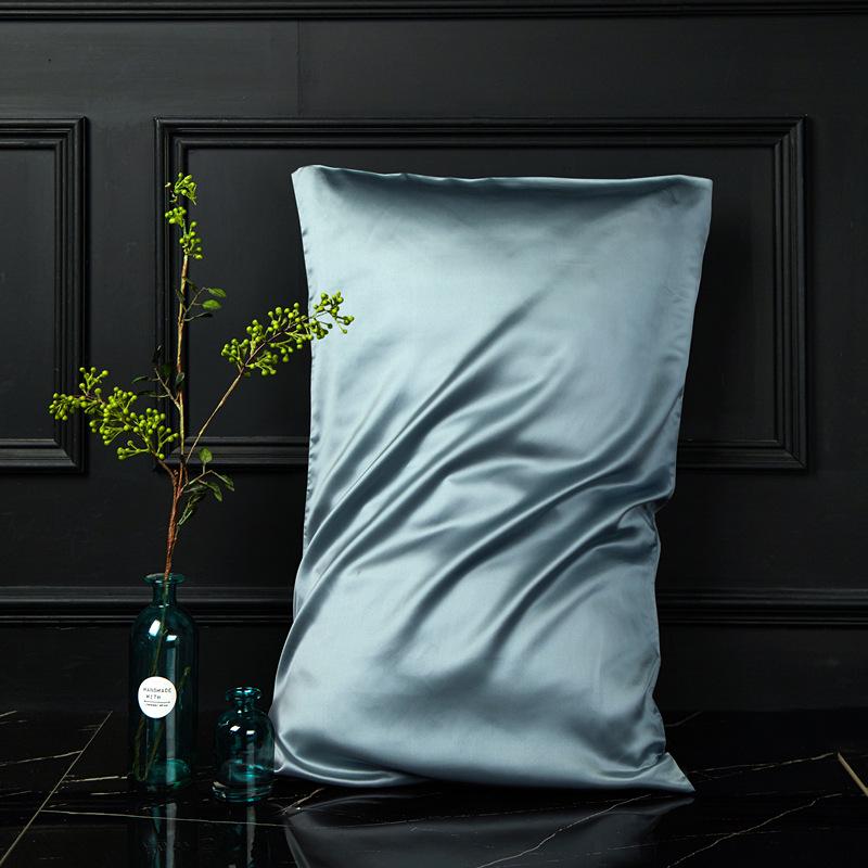 European Style Pure Mulberry Silk Double-Sided Pillowcase, Solid Color, Envelope Style, Beauty Pillowcase.