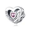 Beads Copper Charms Original Hollowed-Out Heart Pink Zircon Beads Fit Bracelet Jewelry Diy Women Gift Accessory